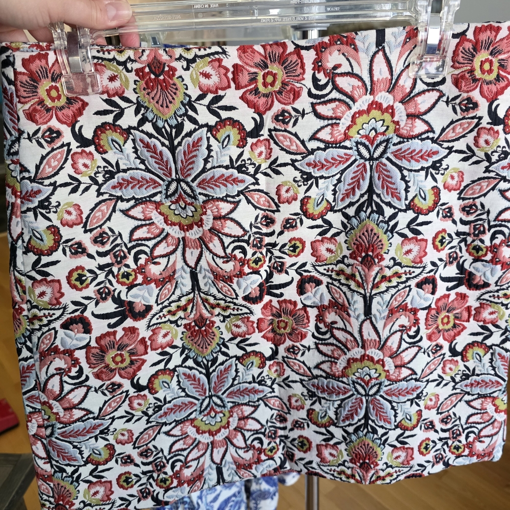 LOFT Floral Embroidered Mini Skirt in White, Red & Light Blue
